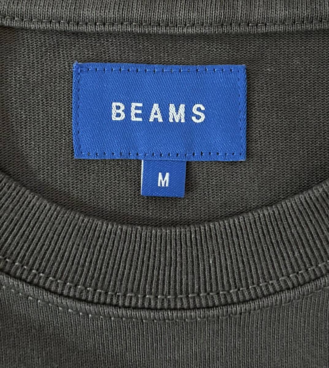 BEAMS サイドポケット ビッグ Tシャツ（M）オリーブ ビームス オーバー サイズ ドロップショルダー ヘビーウェイト 厚手 半袖_画像4