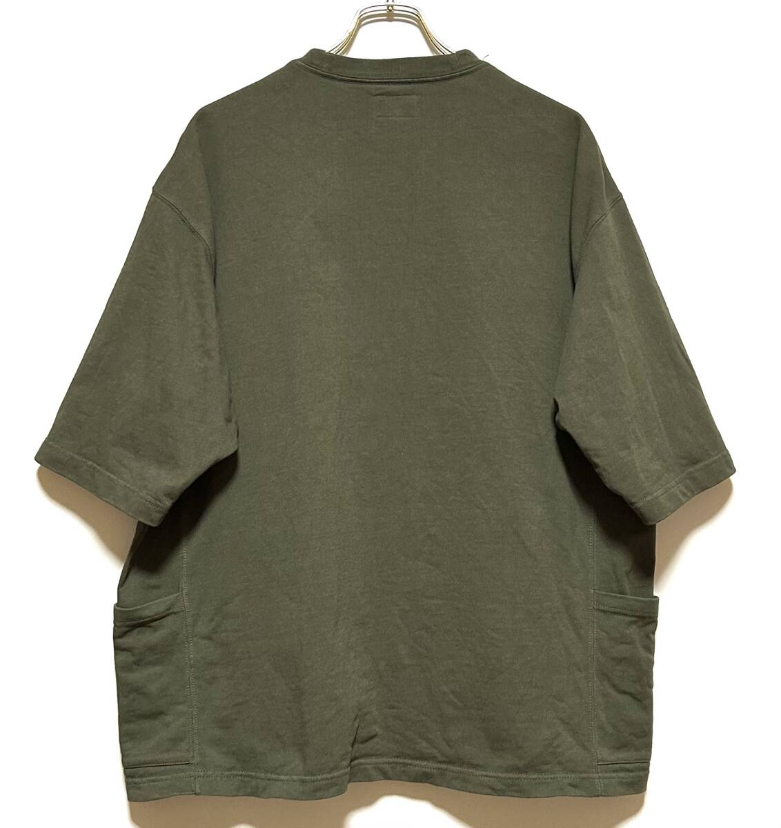 BEAMS サイドポケット ビッグ Tシャツ（M）オリーブ ビームス オーバー サイズ ドロップショルダー ヘビーウェイト 厚手 半袖の画像2