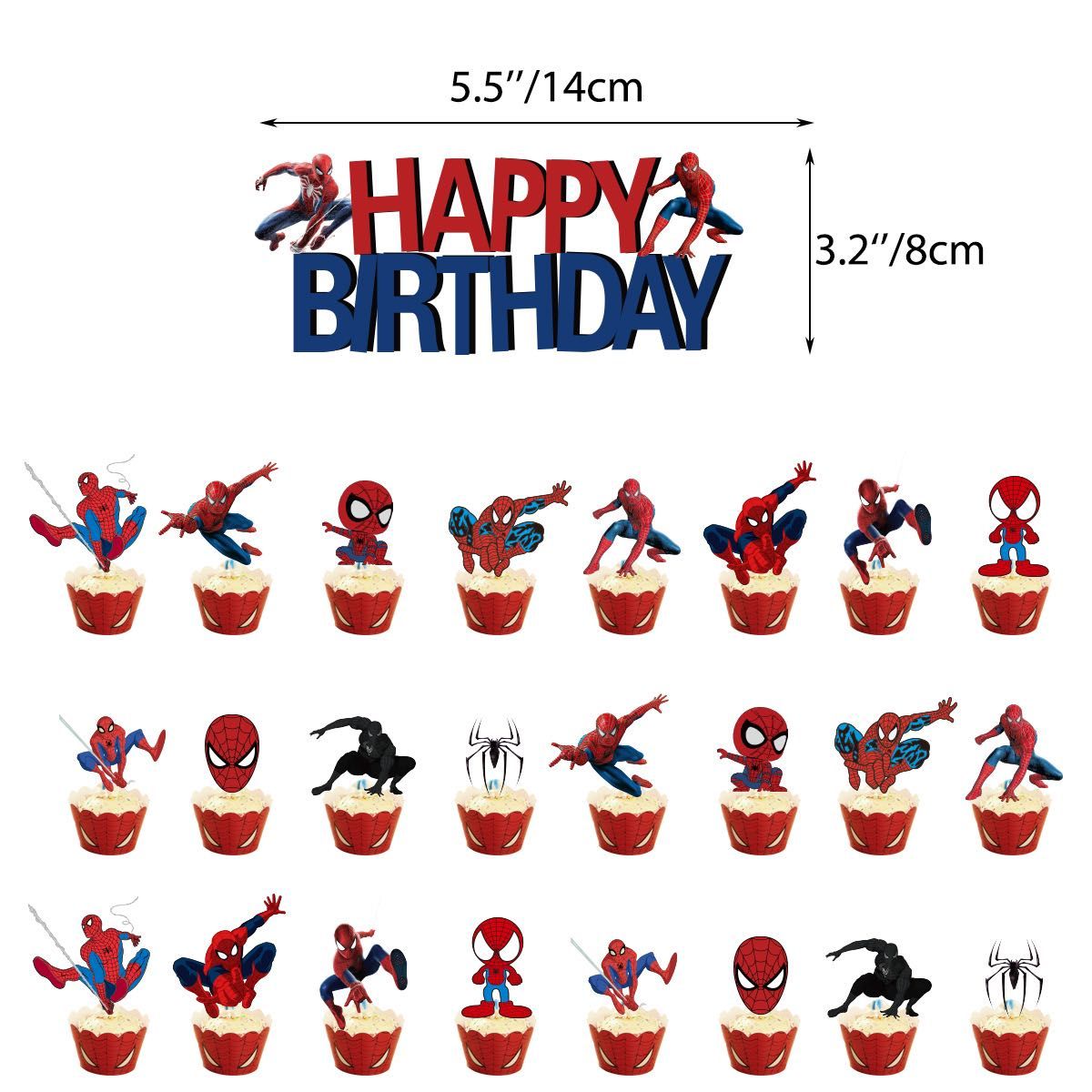 送料無料 誕生日 バルーン スパイダーマン風船 happybirthday ガーランド バースデー 飾りつけ ケーキトッパー