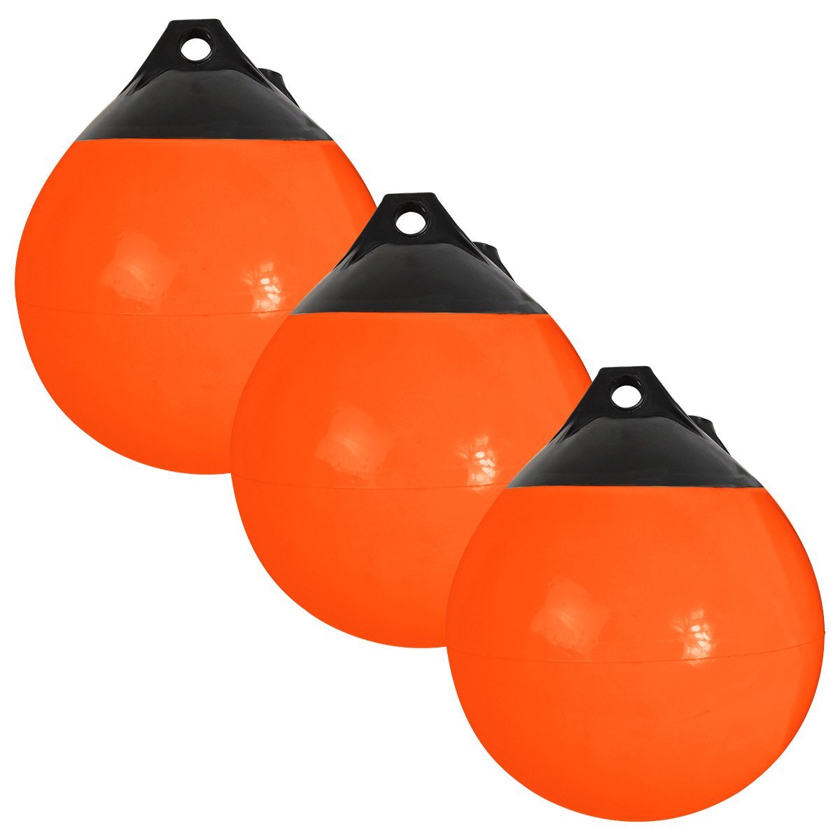[3個セット] 涙型 ボートフェンダー 橙/黒 Φ380mm×300mm [オレンジ] ブイ 浮き しずく型 ボート 船 エアー ガード ヨット