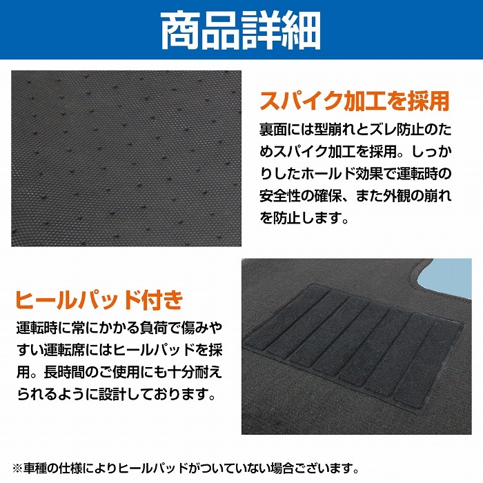 ハイゼットトラック S200P/S210P/S201P/S211P H11/1～26/9 運転席＆助手席 2PCS グレー/灰色 フロント フロアマット ダイヤカット_画像4