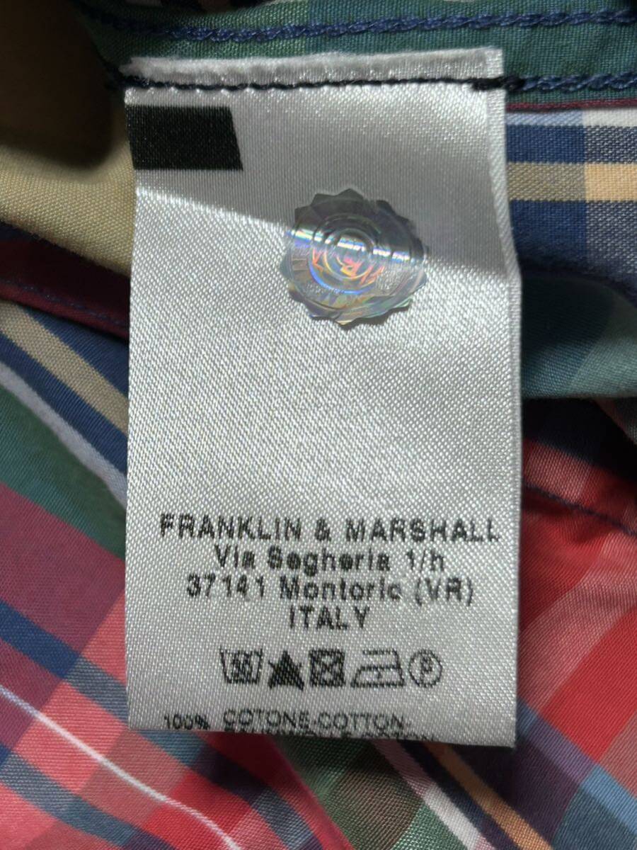 美品 ITALY製 FRANKLIN & MARSHALL ボタンダウンシャツ　　チェックシャツ ロゴボタン マルチカラー フランクリン&マーシャル 玉9376_画像4