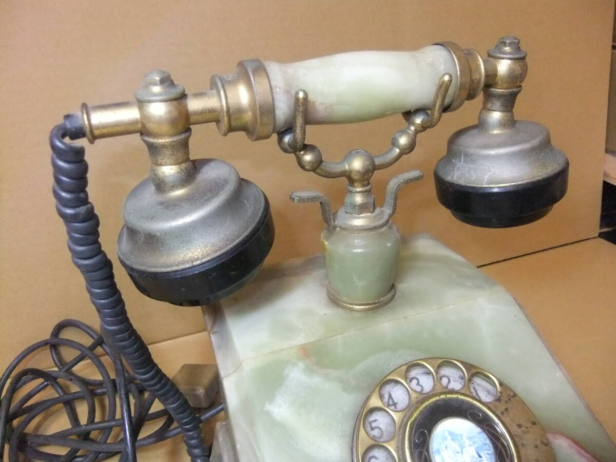 昭和 レトロ 大理石 電話機 中古 ダイヤル式電話 ビンテージ 当時物 アンティーク イタリア 昭和家電 電化製品 テレフォンの画像2