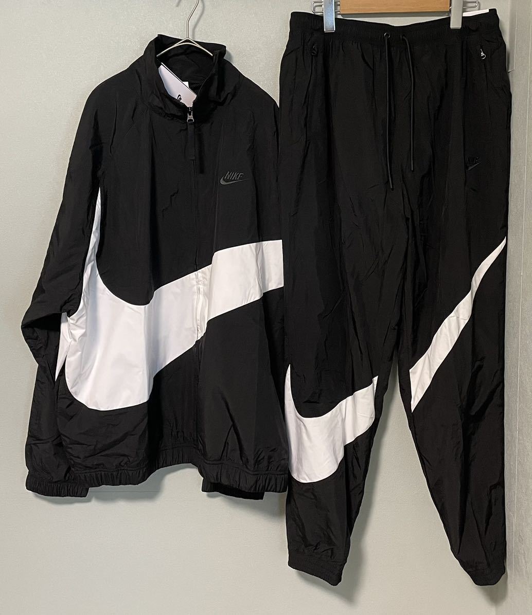 2XL 新品 NIKE ナイキ メンズ スウッシュウーブンジャケット ビッグスウッシュ セットアップ 上下 ジョガー ウーブンパンツ 黒 ブラックの画像2