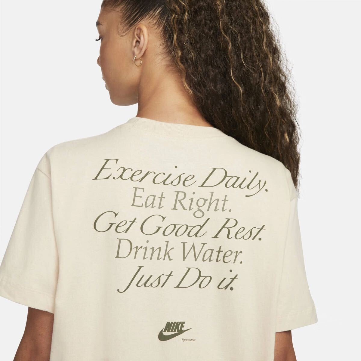 XL 新品 NIKE ナイキ ウィメンズ Tシャツ 半袖 ボーイフレンド ショートスリーブ NEUSELF プリント ロゴ 黒 ベージュ_画像6