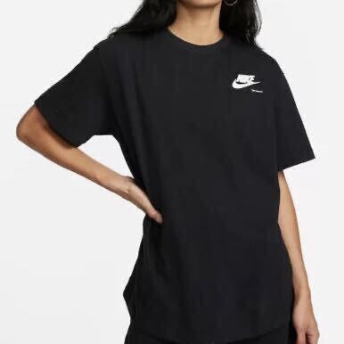 L 新品 NIKE ナイキ ウィメンズ Tシャツ 半袖 ボーイフレンド ショートスリーブ NEUSELF プリント ロゴ 黒 ブラック_画像3