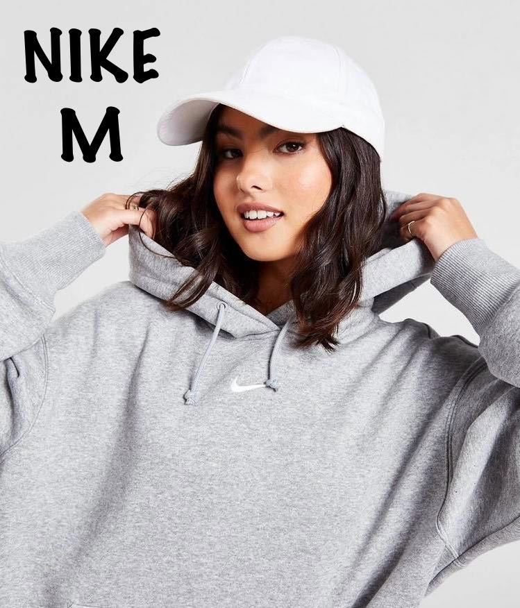 M 【新品】NIKE ナイキ ウィメンズ エッセンシャル フリース パーカースウェット プルオーバー フーディ オーバーサイズ グレー 裏起毛_画像1