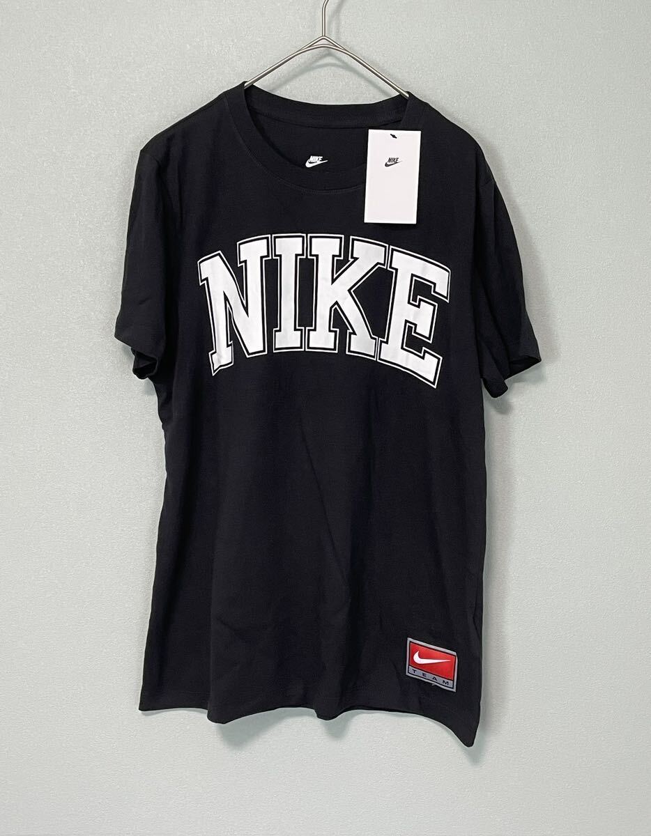 L 新品 NIKE ナイキ ウィメンズ Tシャツ 半袖 ブラック 黒 ショートスリーブ チーム 綿100 デカロゴ_画像2