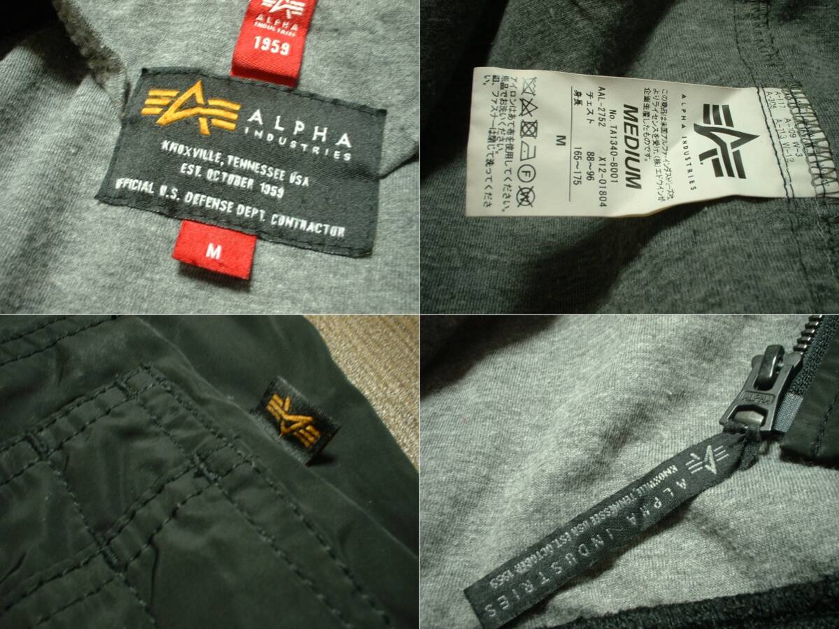 ALPHA INDUSTRIES.ブラックMA-1フライトジャケットM正規アルファ黒ライトゾーンMA1エアフォースU.S.AIR FORCEブルゾンL-2BCWU-45PL-2BN-1の画像3