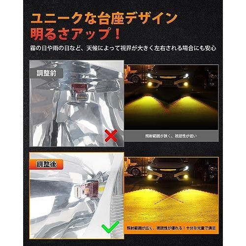 イエロー_H3 北澤商事 h3 led フォグランプ 爆光 h3 led 24v 24v ショート h3 led バルブ 6500K 角度調整可能 小型 高輝度 12V/24V車検対応_画像3