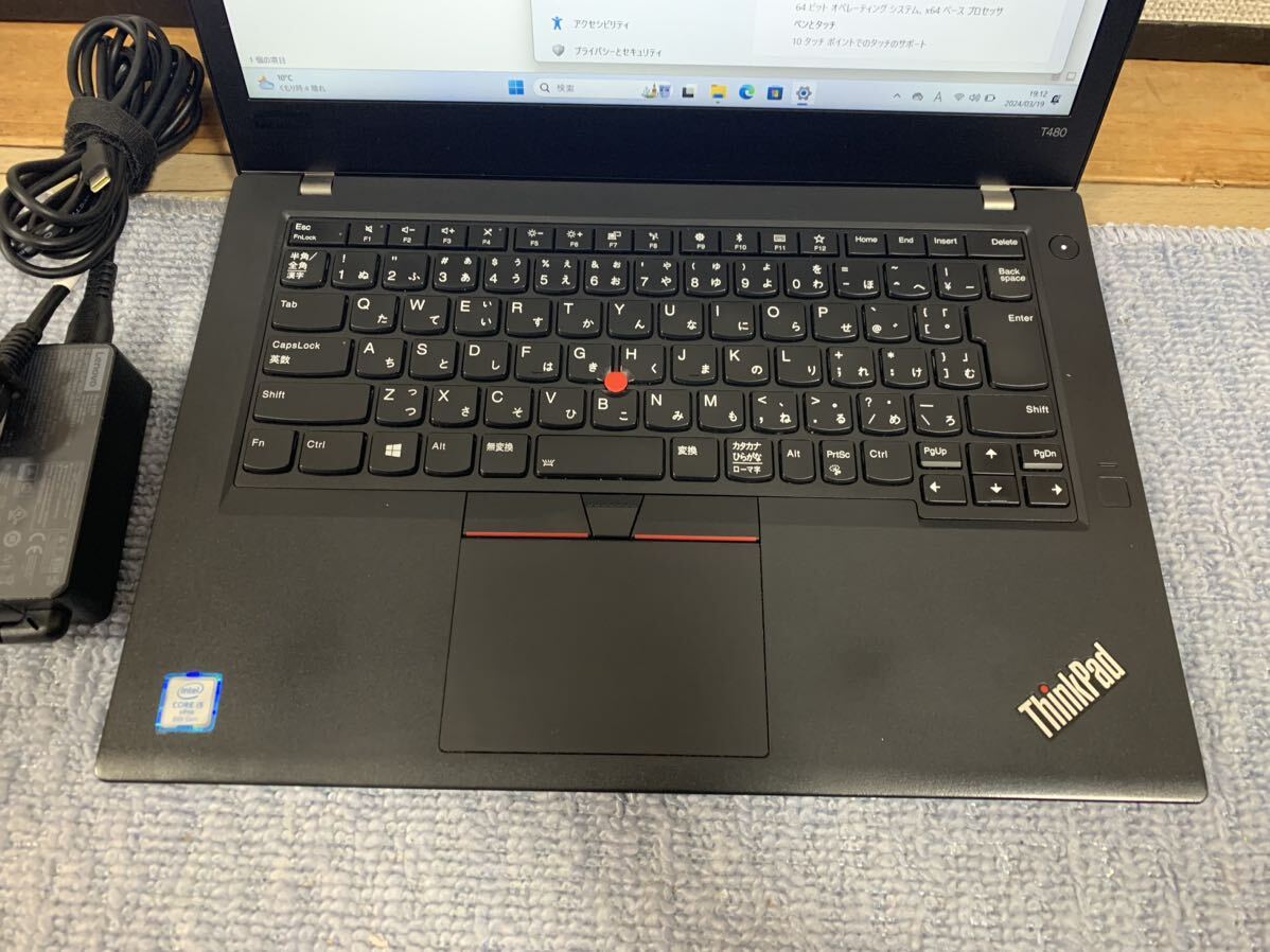 Lenovo ThinkPad T480 Core i5 8350U 1.7GHz/8GB/ 256GB(SSD)/14W/FHD(1920x1080)/Win11Pro タッチパネル_画像3