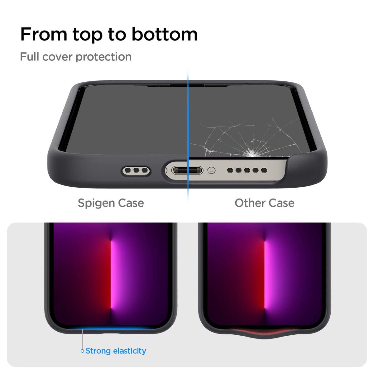 Spigen iPhone13Proケース シリコン 衝撃吸収  4重構造 指紋防止 擦り傷防止 レンズ保護 超薄型 超軽量