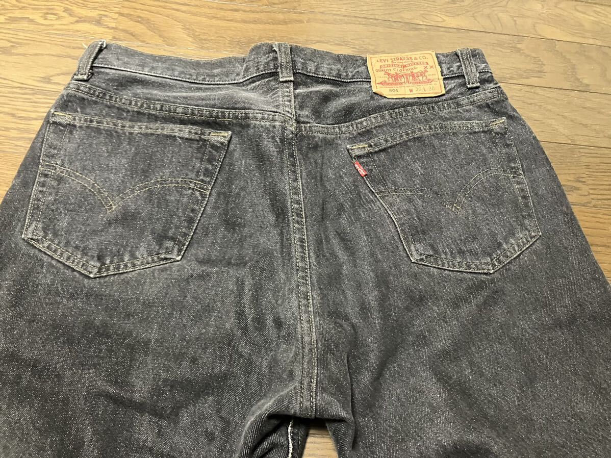 90s リーバイス 501 ブラック ジーンズ 先染め サイズ36×30 ヴィンテージ ビンテージ levis black jeans_画像4