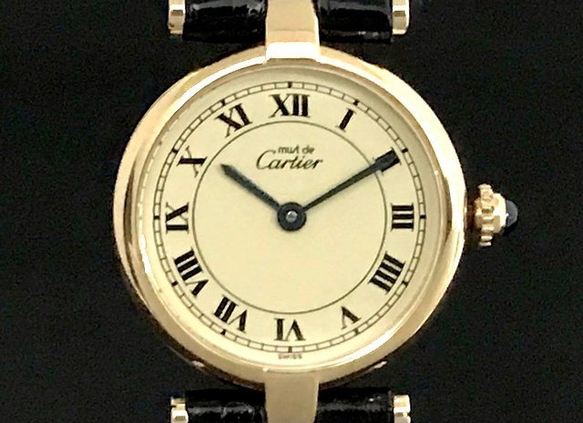 Cartier カルティエ ヴァンドームSM 590004 文字盤アイボリー クォーツ SV925 ヴェルメイユ 社外ベルト 付属品なし