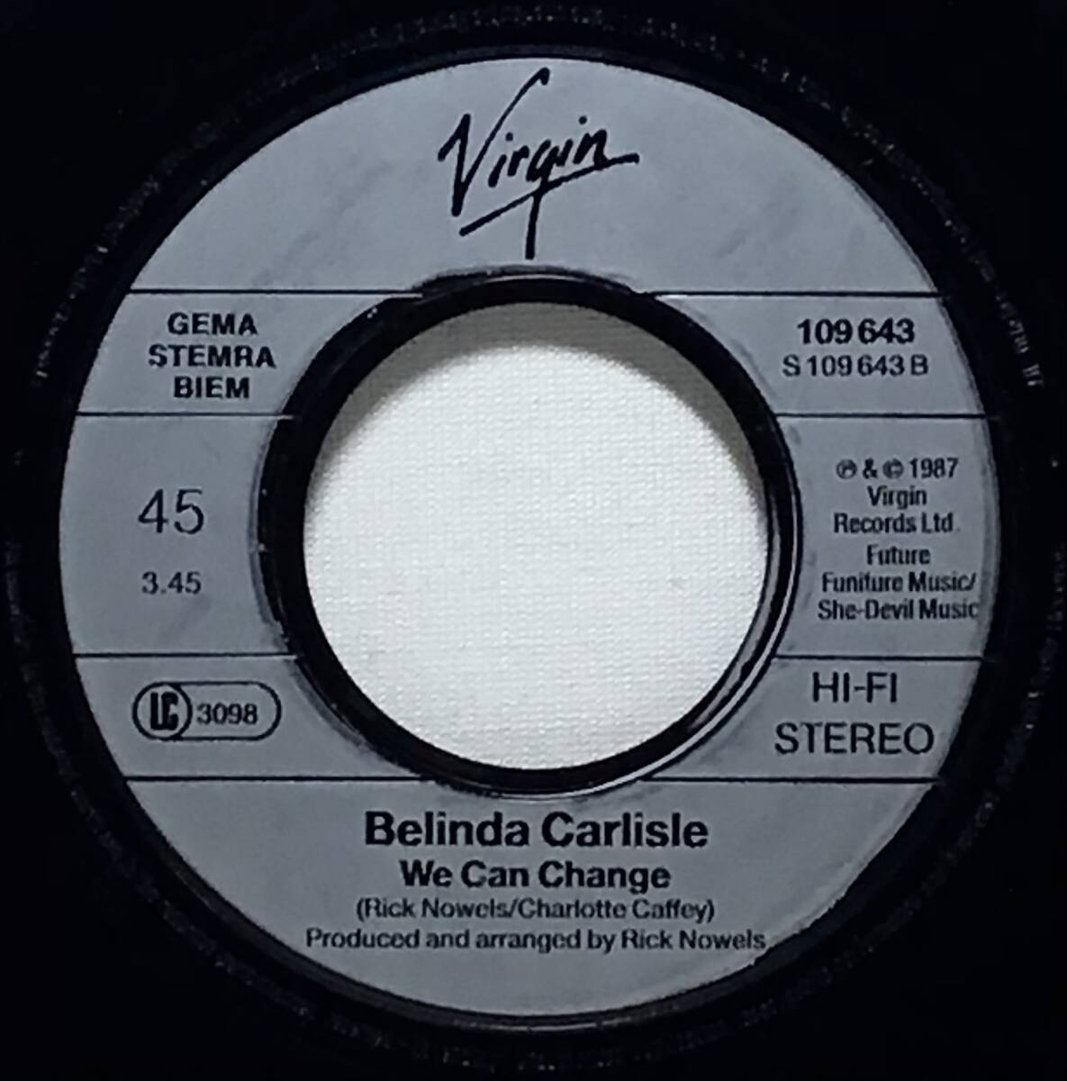 【西独7】 BELINDA CARLISLE (GO-GO'S) / HEAVEN IS A PLACE ON EARTH / WE CAN CHANGE 1987 西ドイツ盤 7インチレコード EP 45 試聴済の画像5