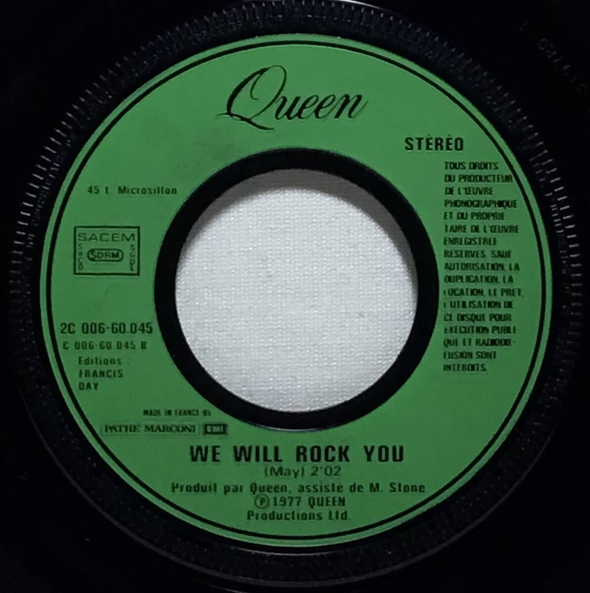【仏7】 QUEEN クイーン / WE ARE THE CHAMPIONS / WE WILL ROCK YOU / 1977 フランス盤 7インチシングルレコード EP 45_画像5