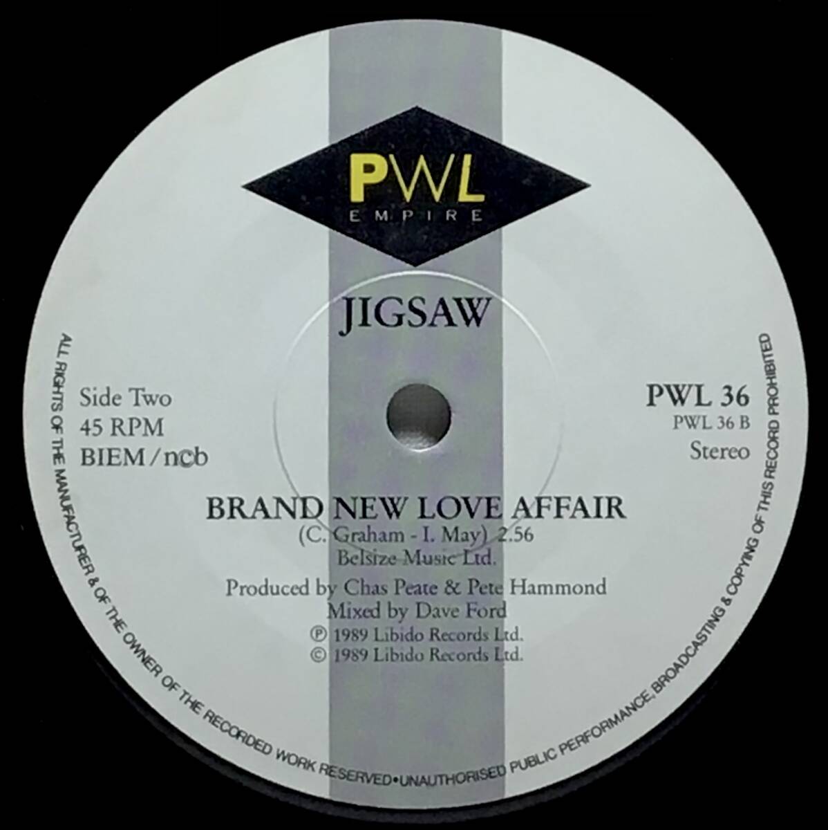 【欧7】 JIGSAW ジグソー / SKY HIGH / BRAND NEW LOVE AFFAIR 1989 欧州盤 PWL 7インチレコード EP 45 SKYHIGH ミル・マスカラス 試聴済の画像5