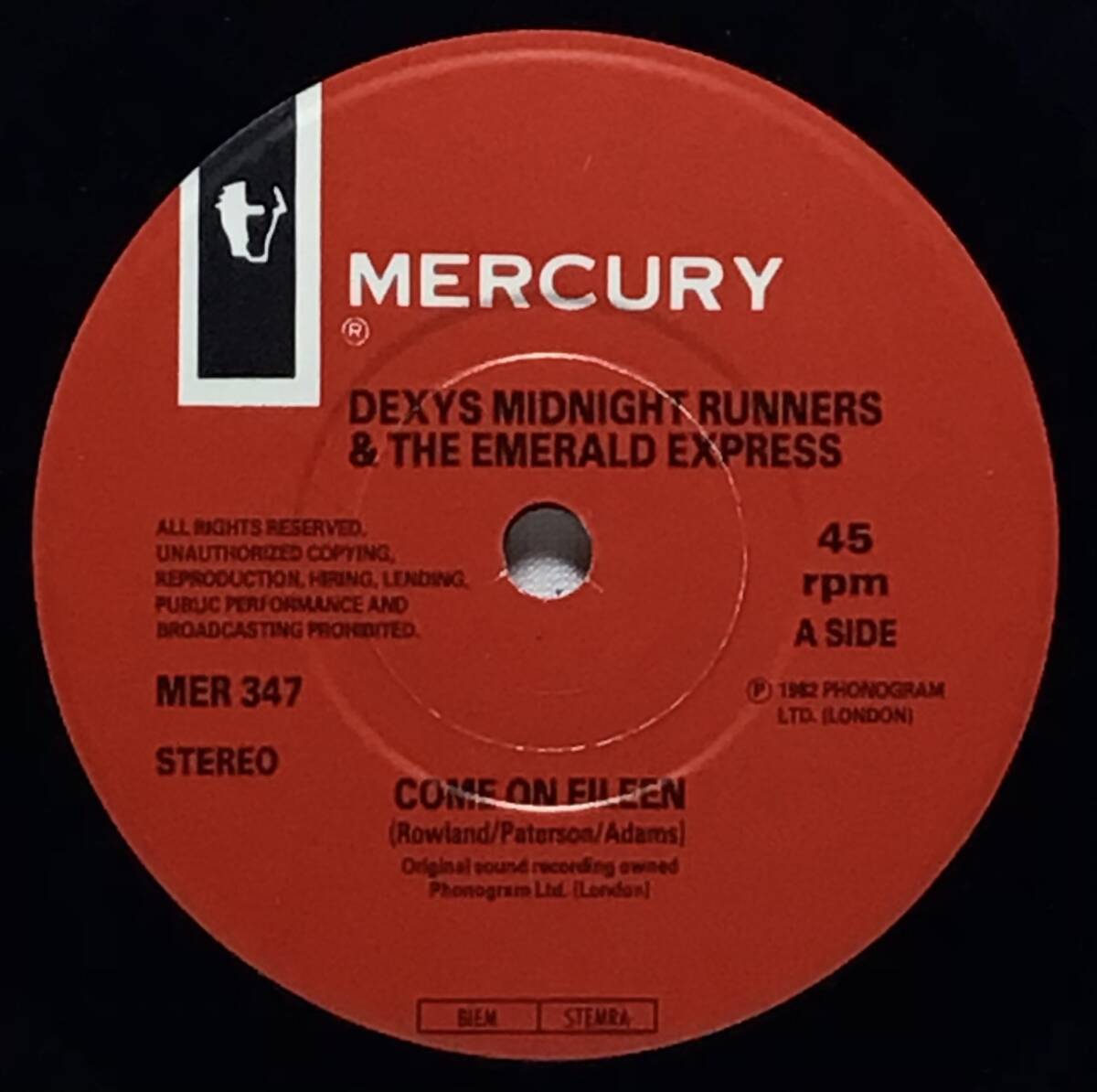 【英7】 DEXYS MIDNIGHT RUNNERS / COME ON EILEEN / BECAUSE OF YOU / 1991 UK盤 7インチシングルレコード EP 45 試聴済_画像4
