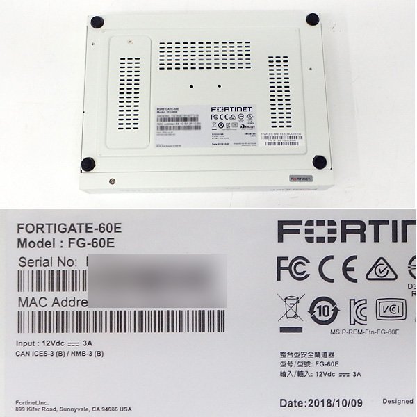 ＃ACアダプタ欠品 Fortinet/フォーティネット Fortigate-60E (FG-60E) 初期化済 No.4_画像4