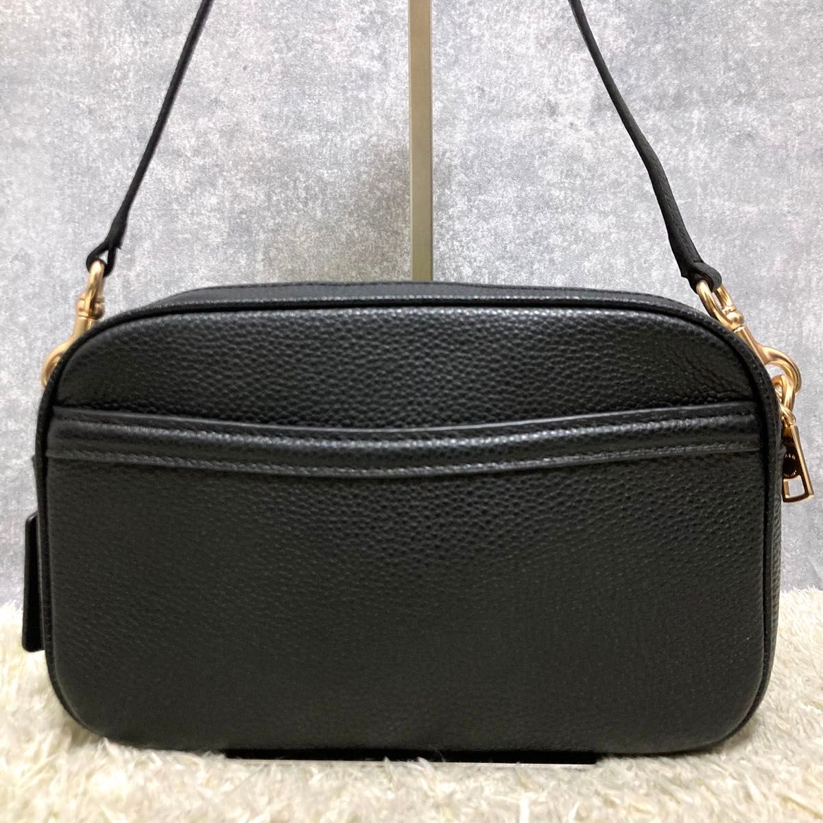 【極美品】COACH コーチ ショルダーバッグ レザー 型押し 大容量 ブラック 黒 カメラバッグ ジェス ダブルファスナー