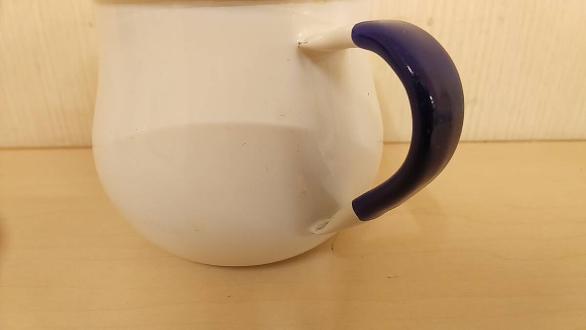 【昭和アンティーク】 ホーロー コーヒーポット ティーポット 紅茶 葫蘆 茶器 白 インテリアの画像9