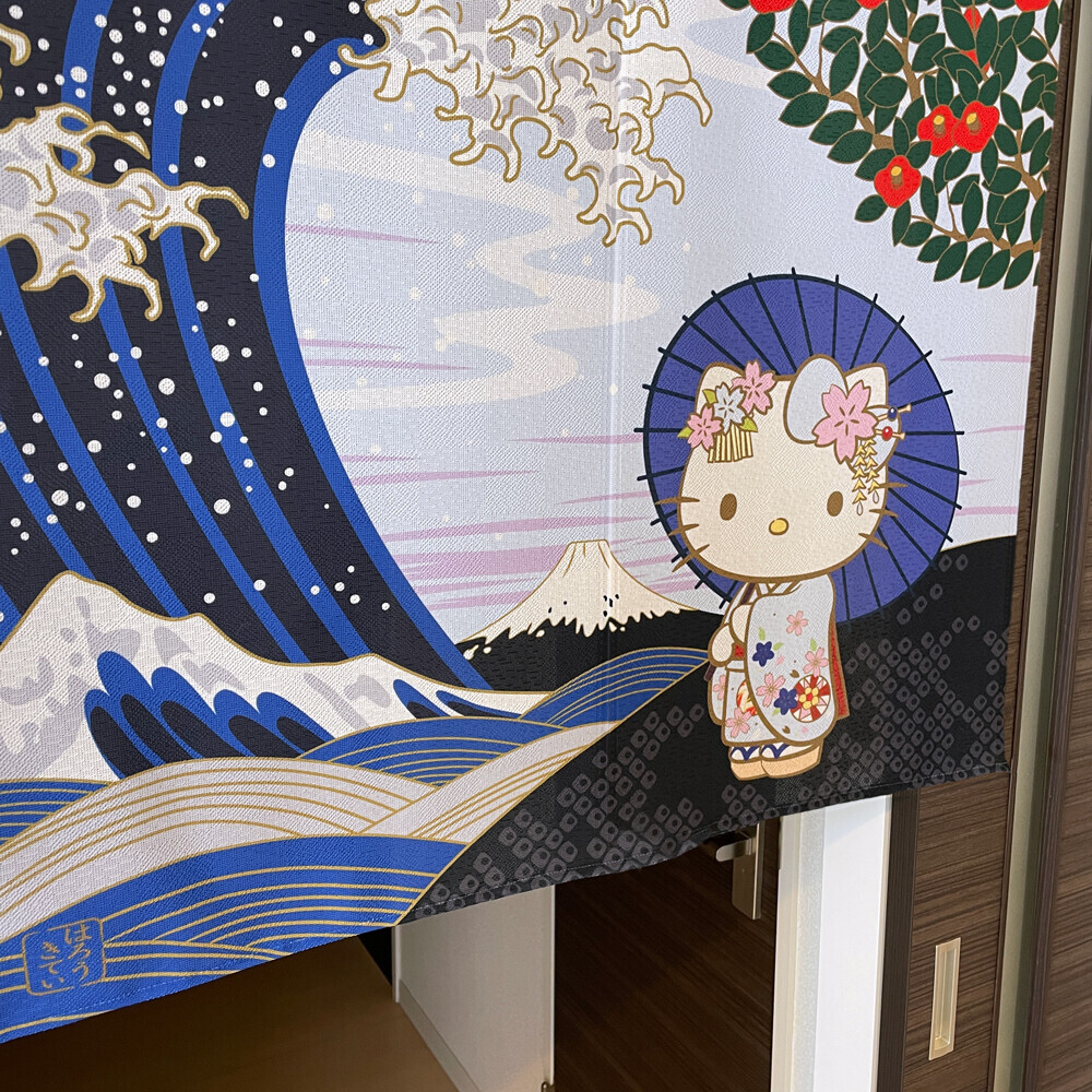 【送料無料】暖簾 サンリオ 「ハローキティ 日本風景 冬」 日本製