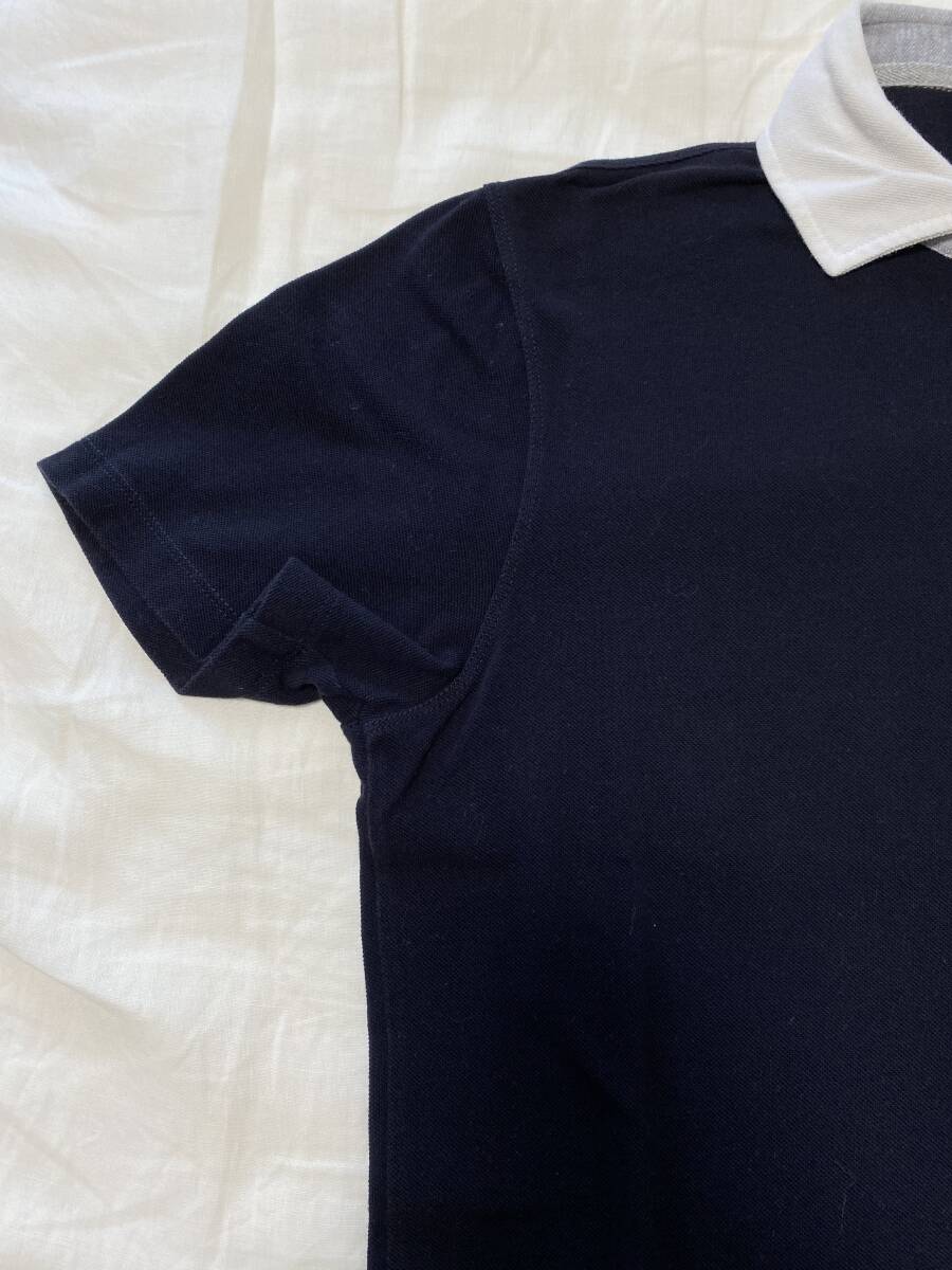 BRUNELLO CUCINELLI ブルネロクチネリ XSサイズ　紺色　白襟　半袖ポロシャツ　コットン　伊勢丹にて購入の品_画像6