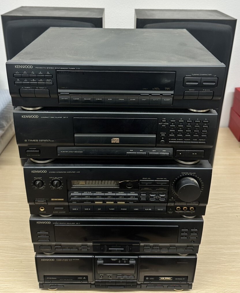 y792TT KENWOOD ケンウッド システムコンポ S-5i A-5i T-7i GE-7i X-7i DP-7i スピーカー ステレオチューナー 動作未確認_画像1