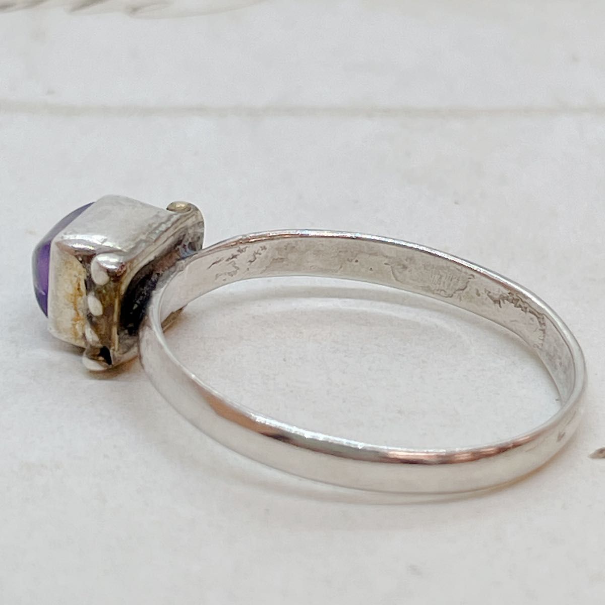 silver925/天然石×銀リング/四角いアメジスト 指輪 リング シルバー SILVER アクセサリー ヴィンテージ