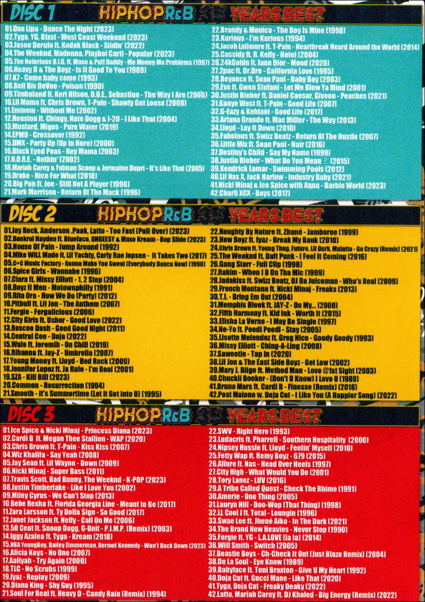 最新/35年分のヒット曲集結 HIPHOP R&B 35YEARS BEST 1989-2023/DVD3枚組/全126曲の画像2