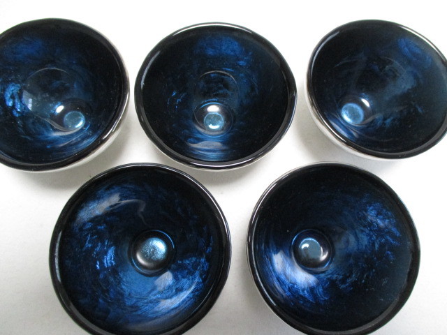 銀彩 冷酒グラス ５個 盃/ 酒器 グラス ブルー アウトレット品の画像6