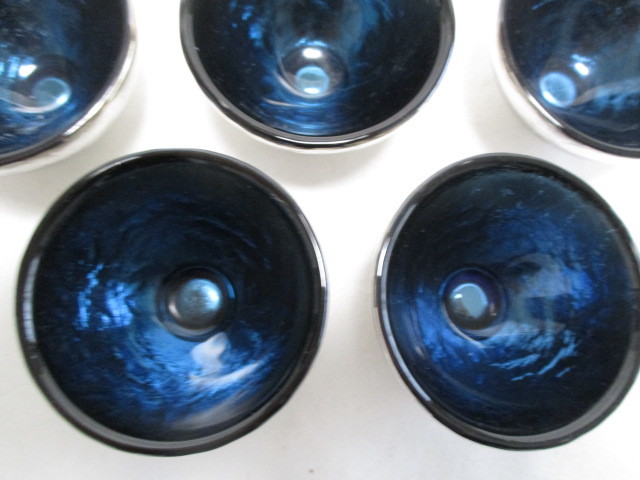 銀彩 冷酒グラス ５個 盃/ 酒器 グラス ブルー アウトレット品の画像4