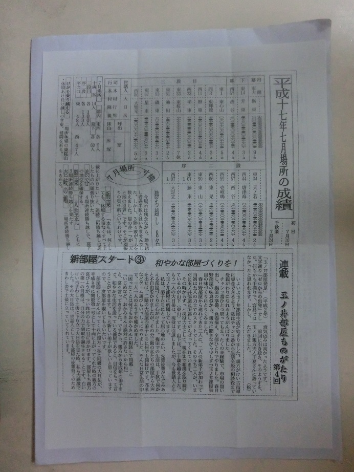 大相撲　玉ノ井部屋通信　第11号　平成17年8月　玉ノ井部屋発行_画像2