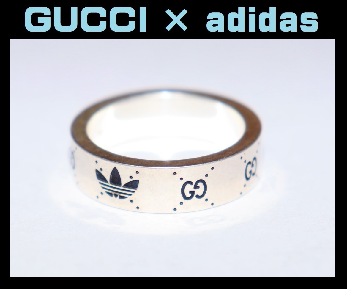 送料無料 即決【未使用】 Gucci × adidas エングレービングリング 19号 