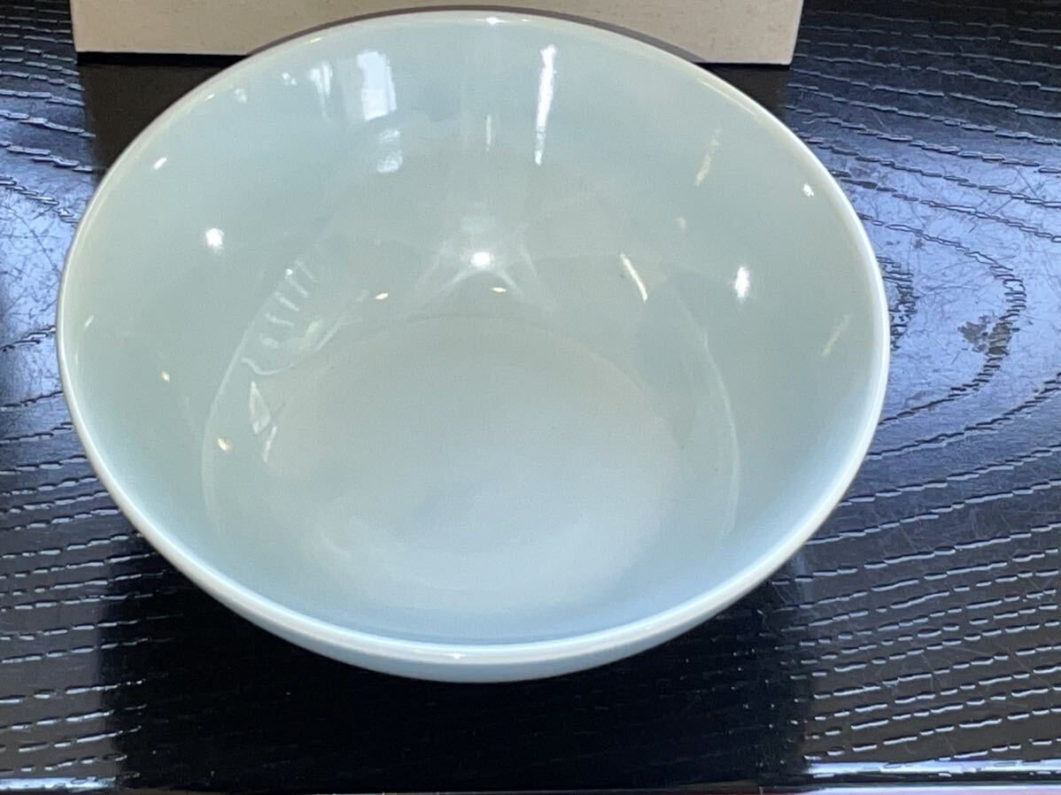 淡い 水色 ボール 鉢 ◆盛り鉢 浅い小丼◆ 陶器【直径14㎝Ｘ高さ4.2㎝】未使用の画像6