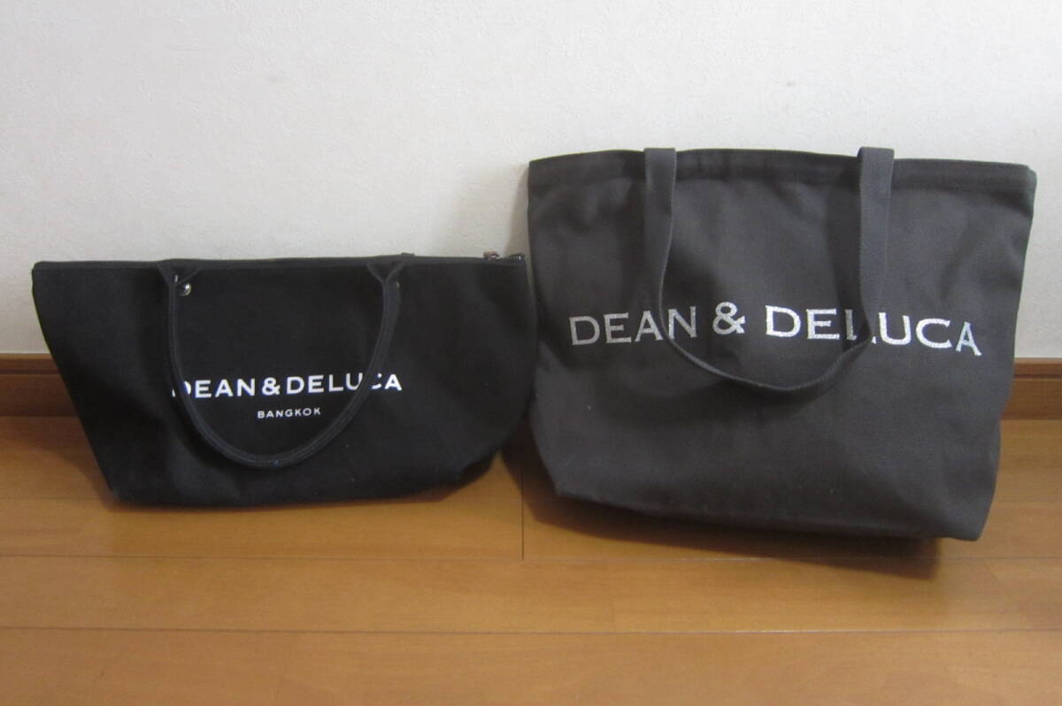 DEAN&DELUCA ディーン＆デルーカ バッグ2個セット トートバッグ 黒 濃いグレー系 O2403Cの画像2