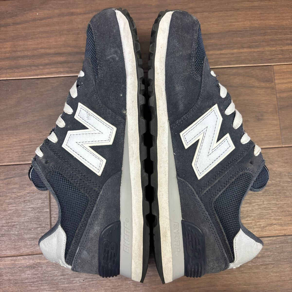 FK240305 D-48 Newbalance ニューバランス 574 カジュアルシューズ ウォーキングシューズ ランニングシューズ ネイビー メンズ 25cm_画像8