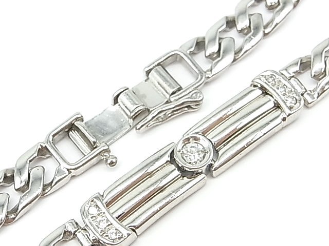 g18908 Pt850 D0.12ct bracele USED beautiful goods 24.1g 18.5cm