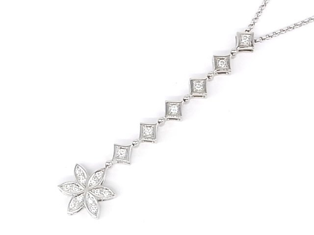インポート・海外人気ブランド g19016 TASAKI K18WG D0.37ct ネックレス USED 美品 10.5g 50cm ネックレス、ペンダント、チョーカー