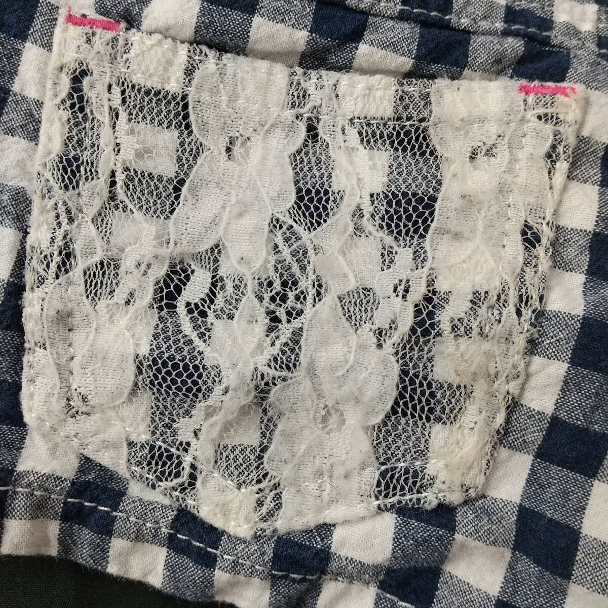 M1-01080 送料無料 【中古品】全日本婦人子供服工業(yè)組合連合會(huì) ホットパンツ キッズ?女児 100 青?白 チェック柄 ポケットに毛玉有り G