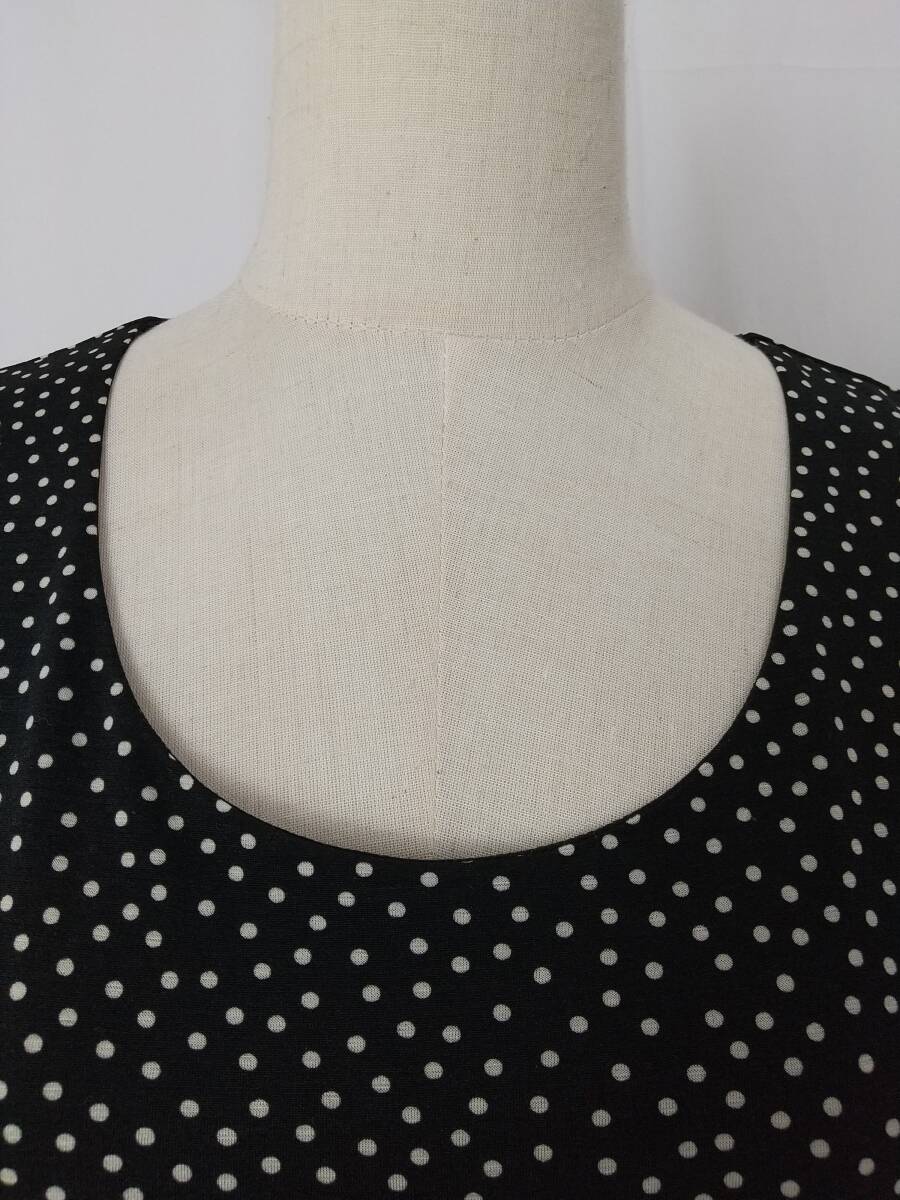 M1-01064 free shipping [ secondhand goods ] ships 7 minute sleeve One-piece lady's XS size corresponding black * white dot tag . yellow tint equipped G
