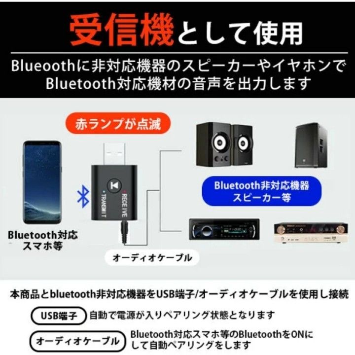 ブルートゥース トランスミッター レシーバー  アダプター Bluetooth 送信機 受信機 一台二役 ワイヤレス