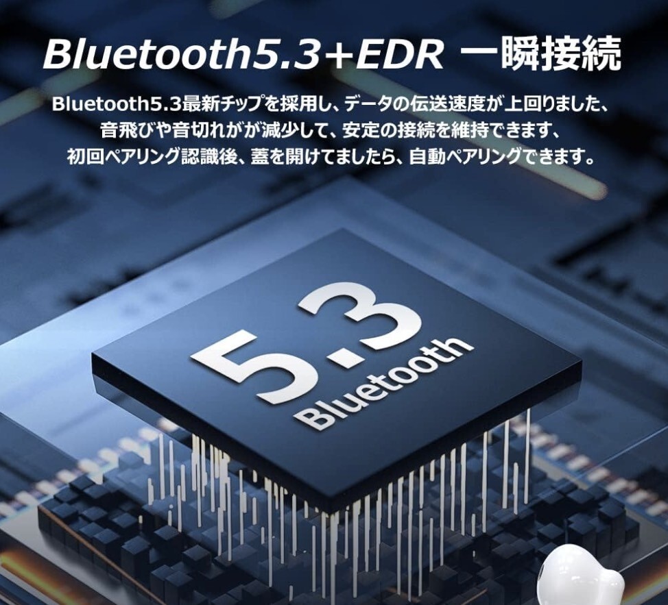 2024 最新イヤホン ワイヤレスイヤホン ノイズキャンセリング Bluetooth 5.3　Airpods式イヤホン_画像5