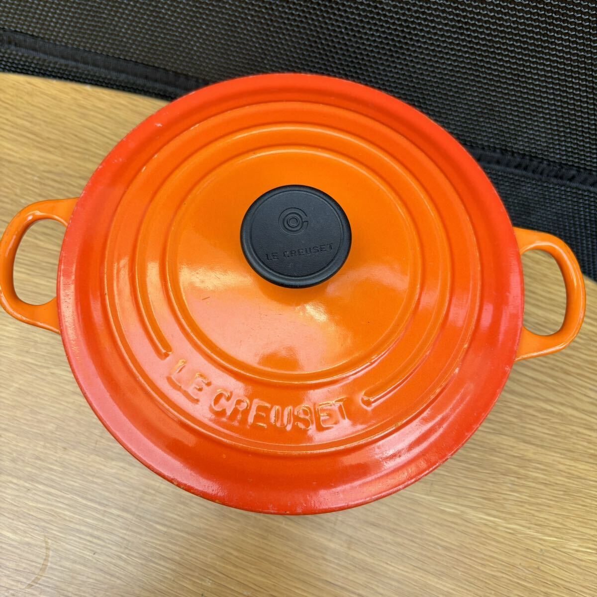 LE CREUSET 両手鍋 オレンジ 20CM 現状品_画像1