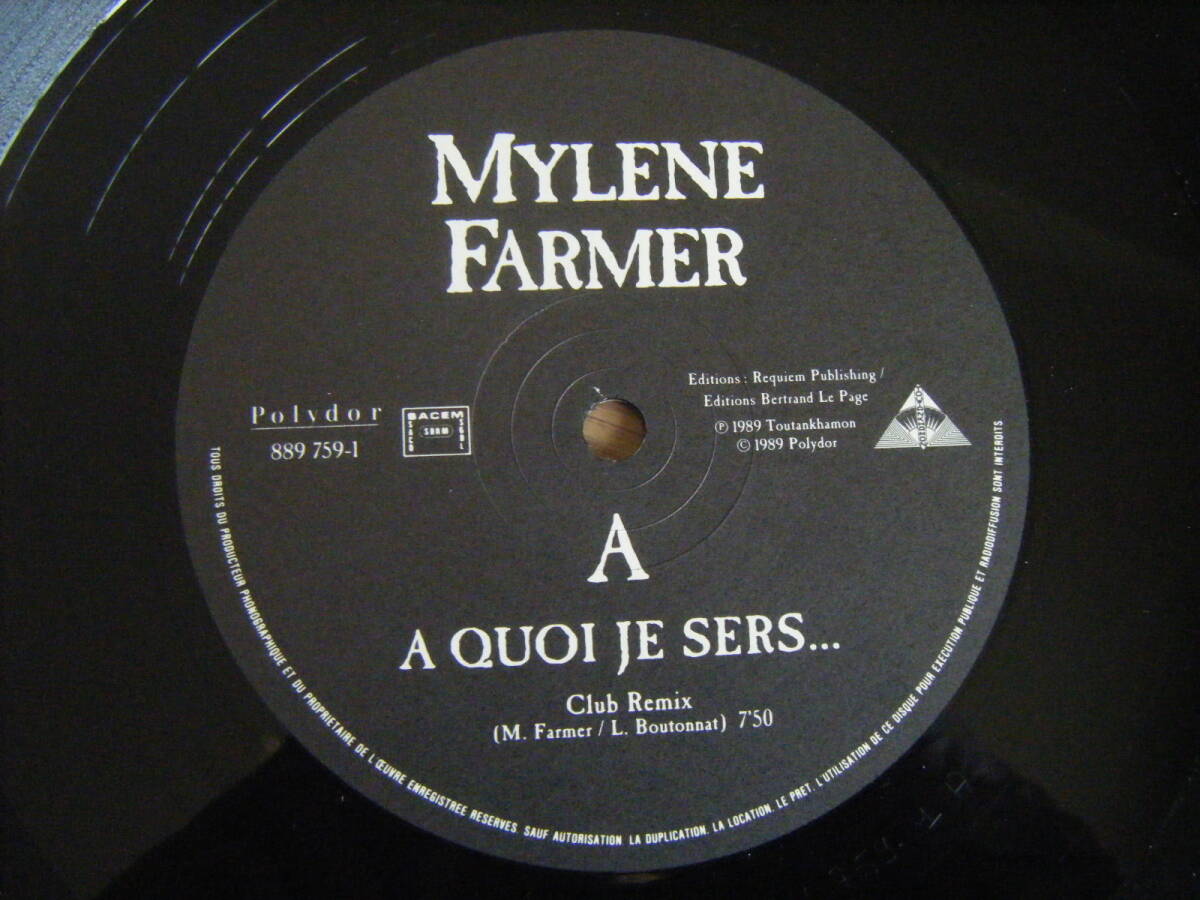 ★[仏原盤12Maxi] Mylene Farmer/A Quoi Je Sers... + La Veuve Noire/初回1989年版美品/Non Album 3 Track/45RPM/ミレーヌ・ファルメール_画像3