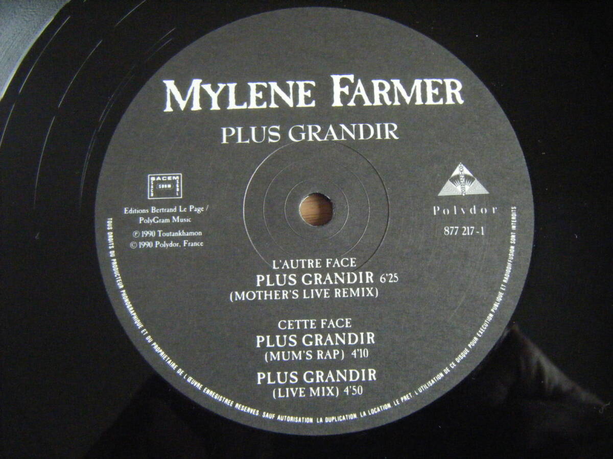 ★[仏原盤12Maxi] Mylene Farmer/Plus Grandir 初回1990年版美品/Picture Label/3 Version/45RPM/from En Concert/ミレーヌ・ファルメール_画像4