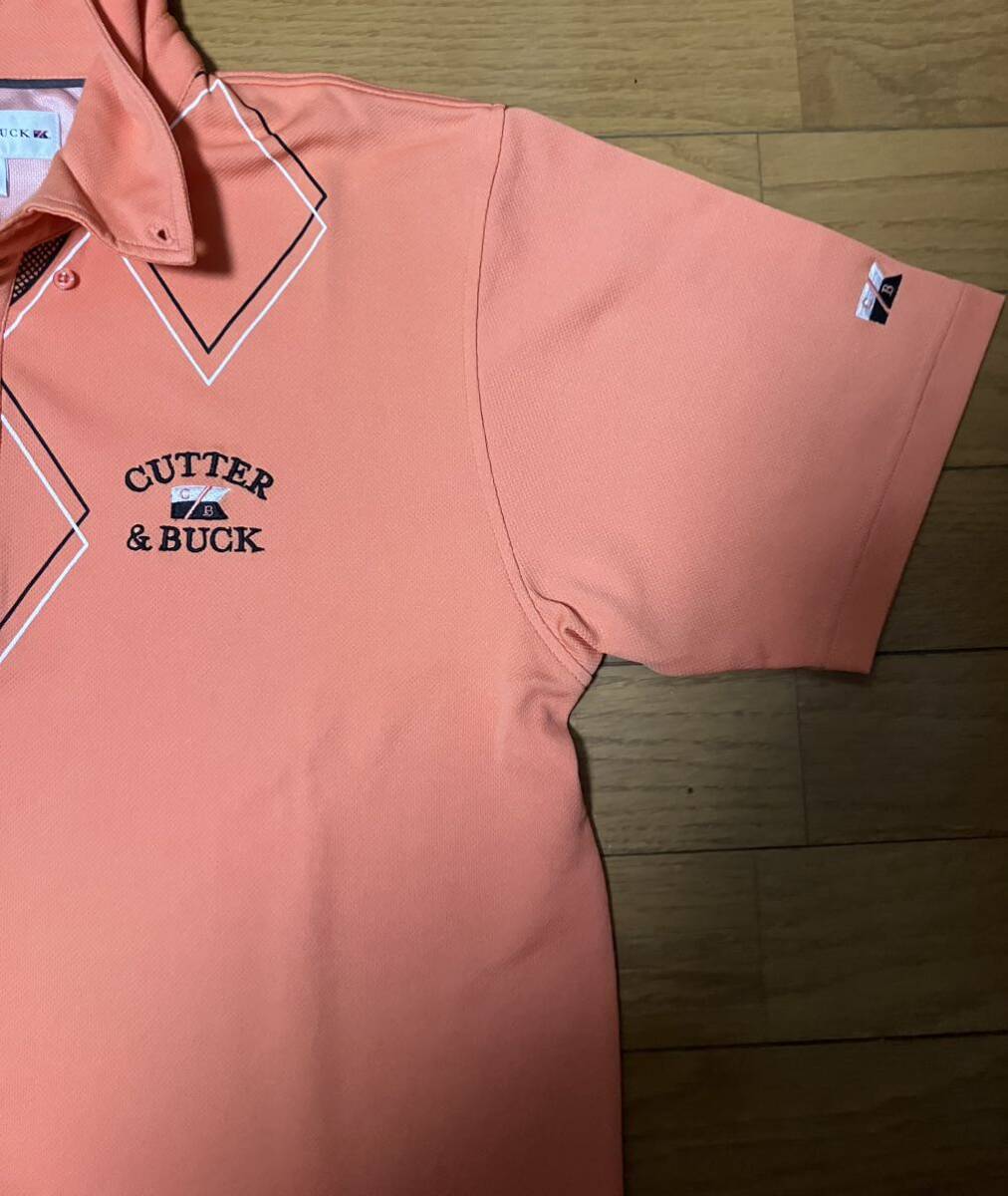 【中古品】CUTTER&BUCK(カッター＆バック) ポロシャツ オレンジ　メンズ M ゴルフウェア _画像4