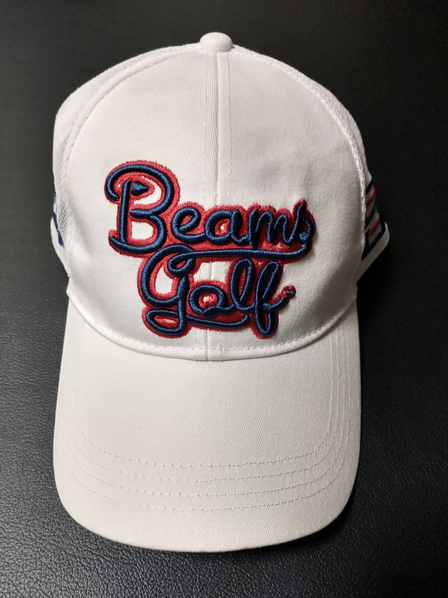 BEAMS GOLF　ビームスゴルフ　スクリプト トラック キャップ　白_画像1