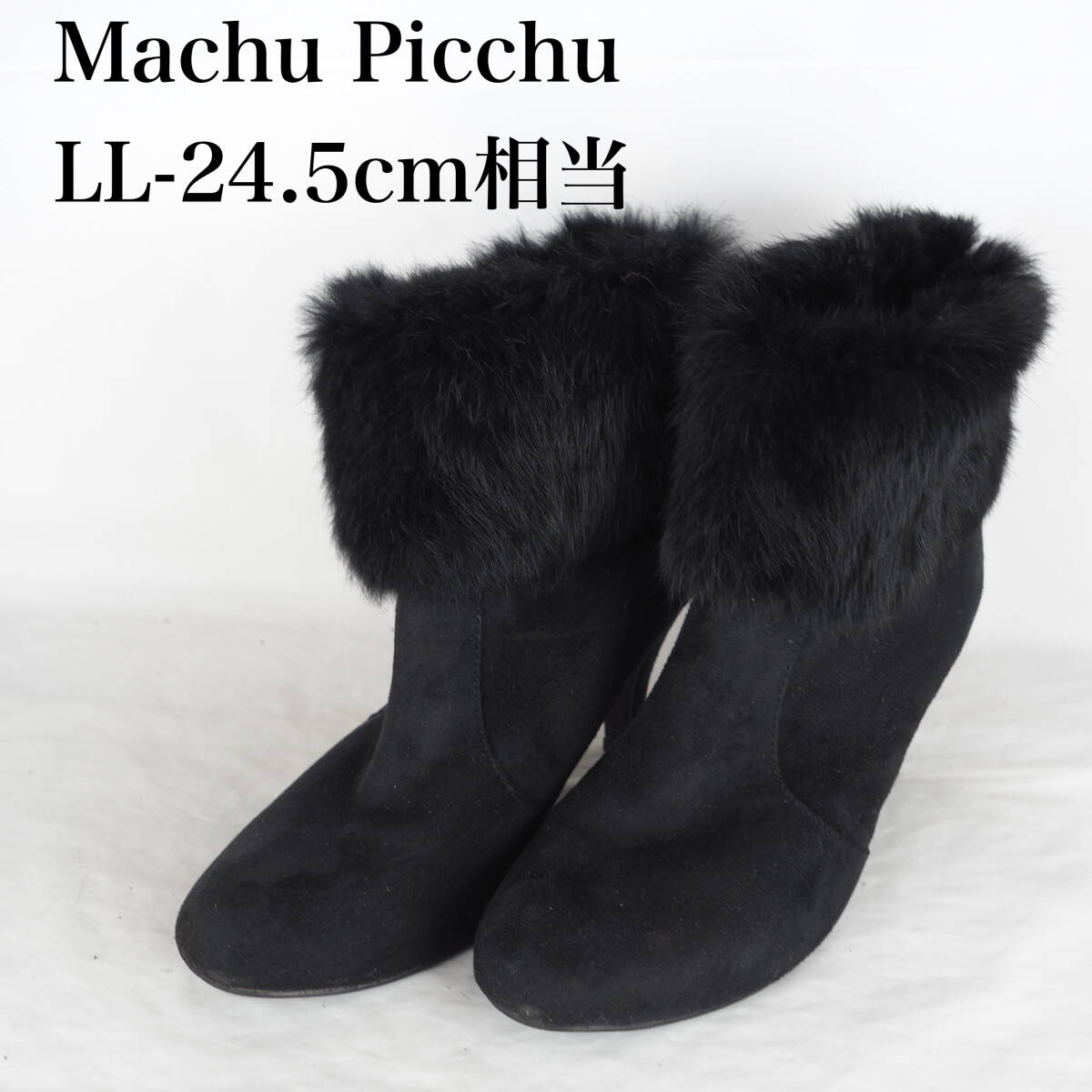 EB5066*Machu Picchu*レディースショートブーツ*LL-24.5cm相当*黒_画像1