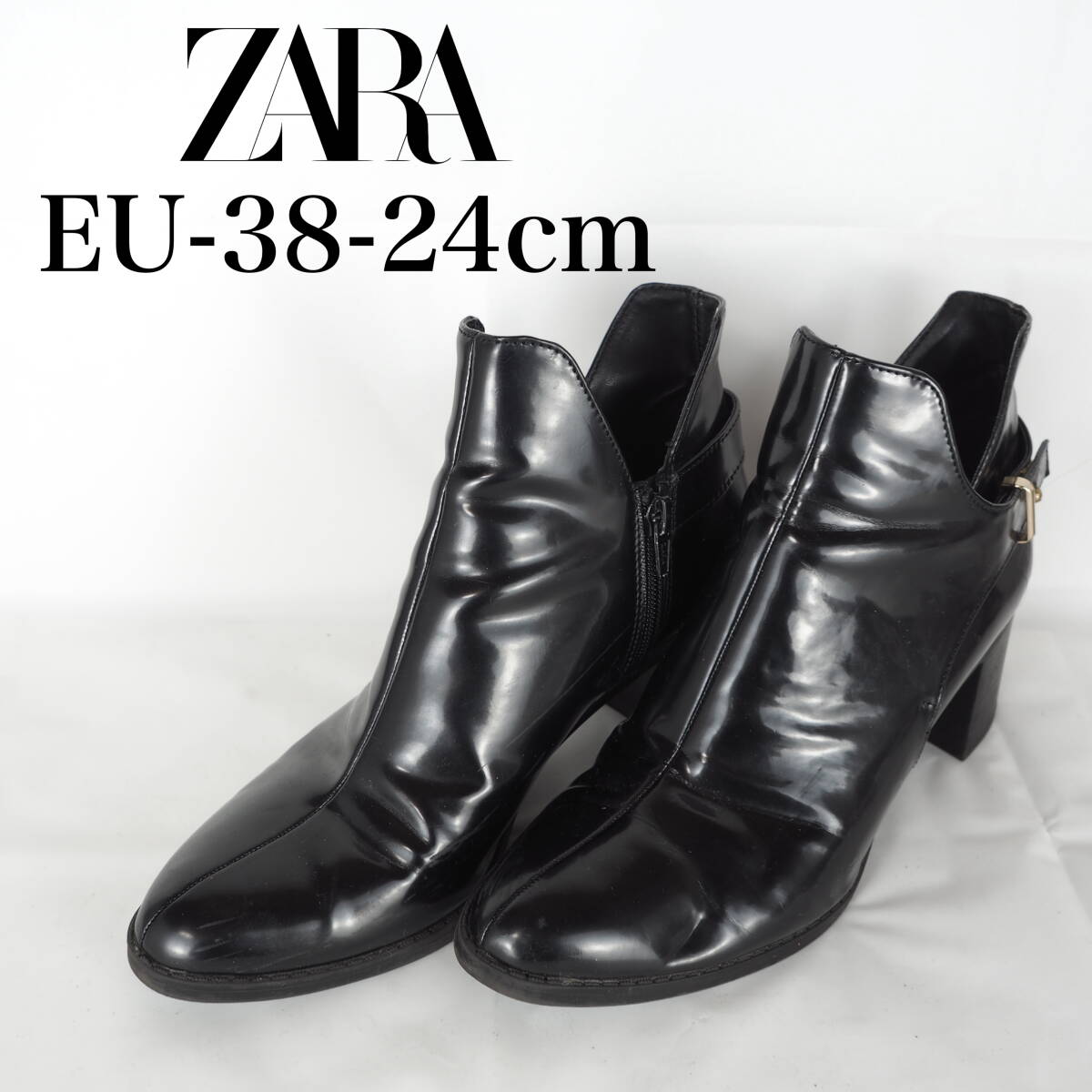 EB5150*ZARA*ザラ*レディースショートブーツ*24cm*黒_画像1